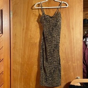 Planet Gold Animal Print Midi Dress